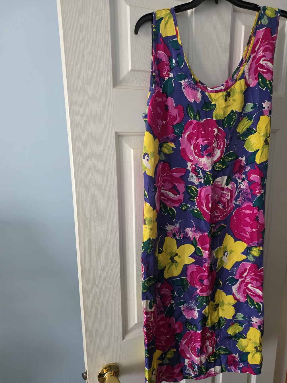 Sleeveless Floral Scoop Neck Dress in Purple, Pink & Yellow